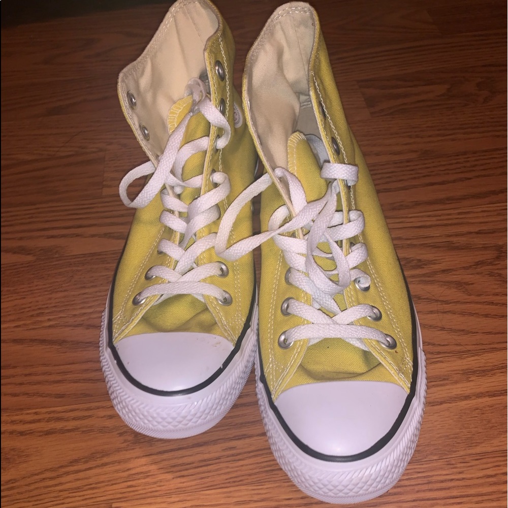 yellow high-top converse